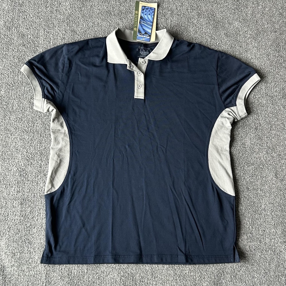 Beretta Silver Pigeon Polo Shirt Womens XL Blue Navy Silver Blew-Tech Italy